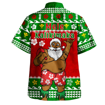 Hawaii Hawaiian Shirt Santa Claus Mele Kalikimaka Kanaka Pattern