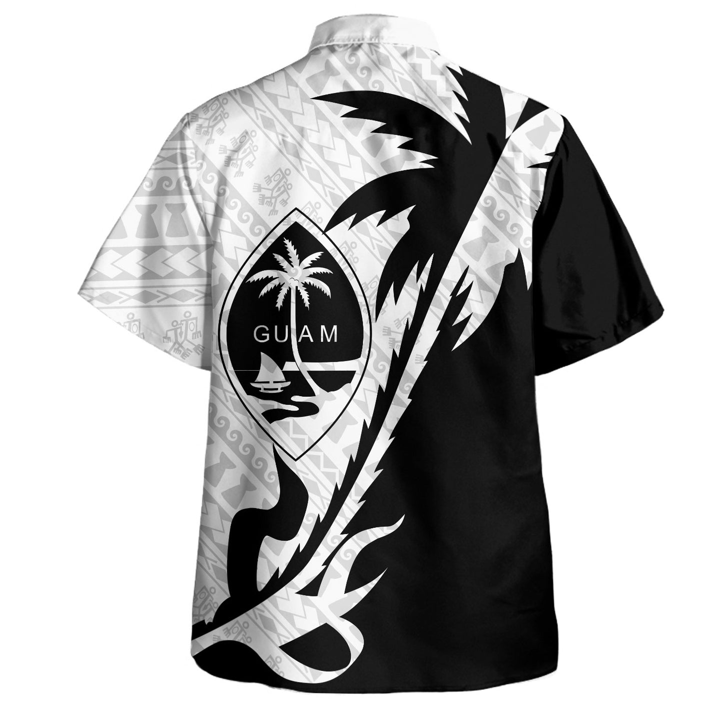Guam Hawaiian Shirt Custom Tribal Coconut Tree Half Style