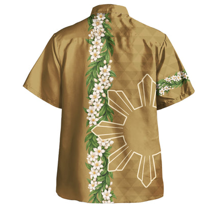 Philippines Filipinos Combo Puletasi And Shirt Sampaguita Flower Sun Pattern Island Style