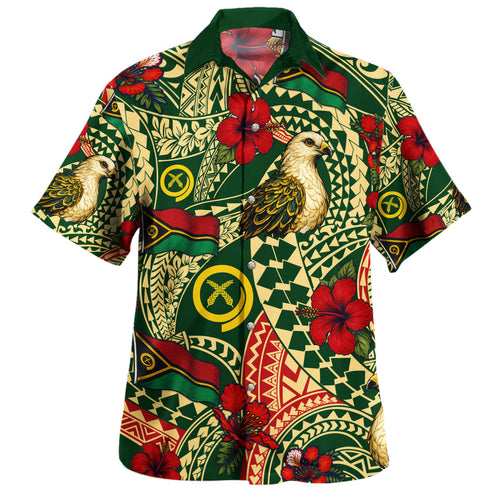 Vanuatu Hawaiian Shirt Flag Bird Hibiscus Tribal Style
