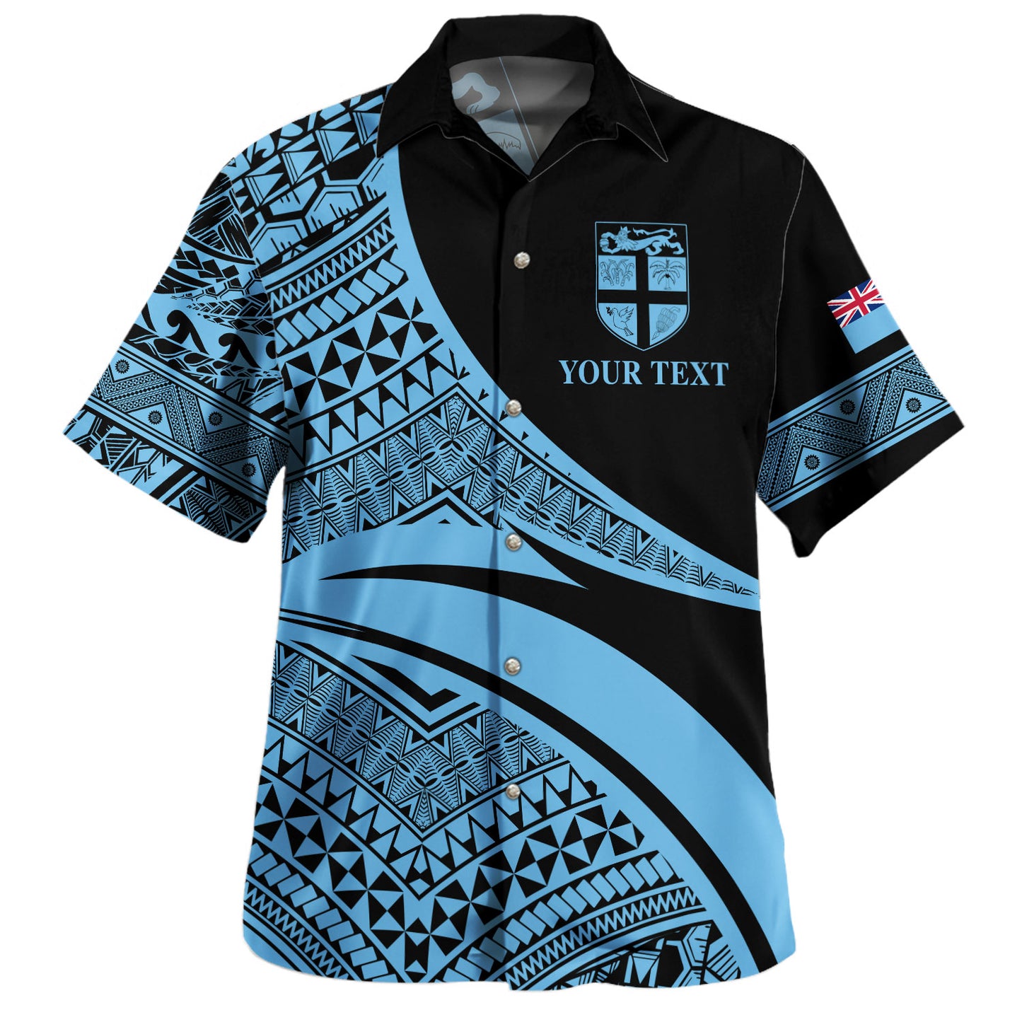 Fiji Hawaiian Shirt Custom Coat Of Arms Flag Masi Tapa Tribal Style