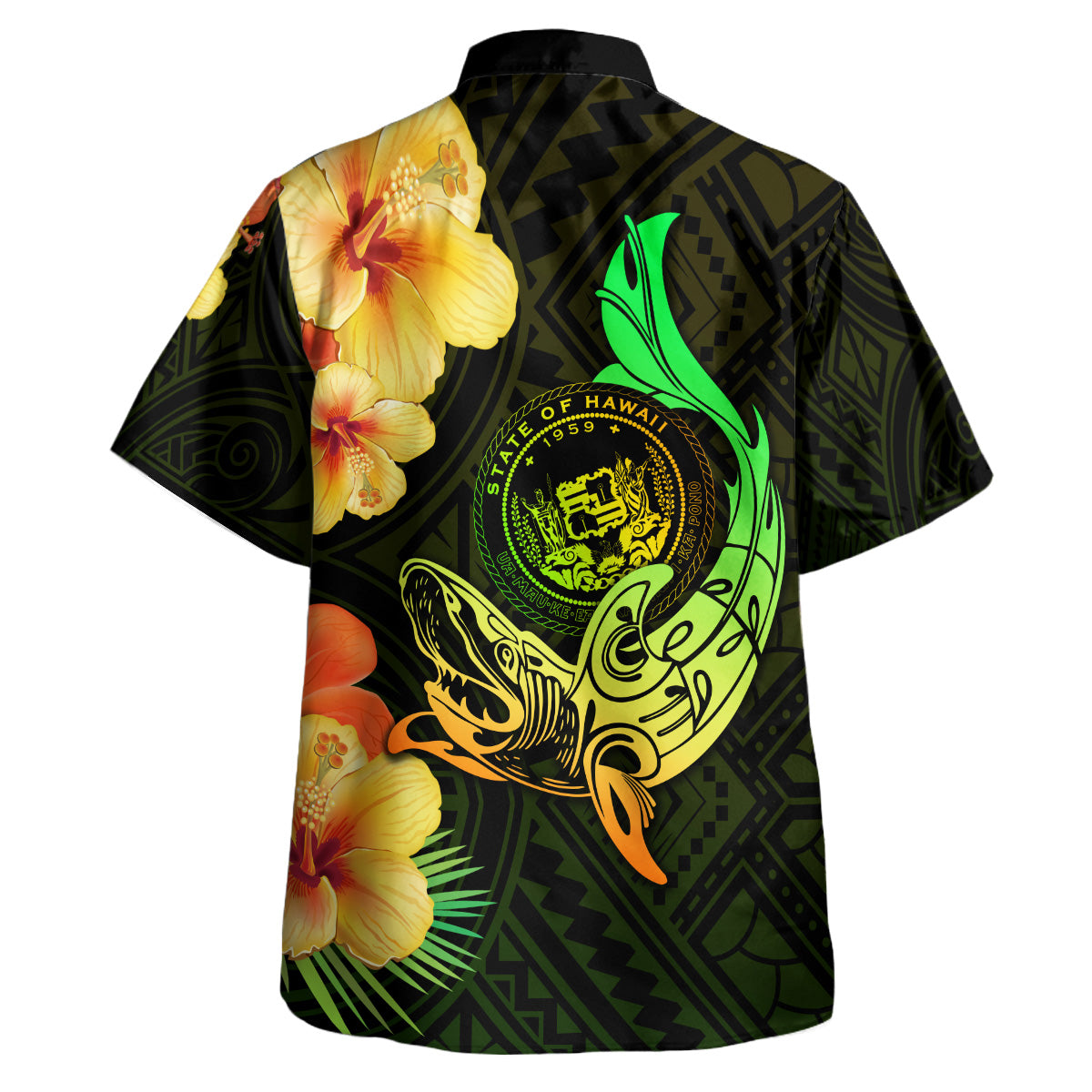 Hawaii Polynesian Hawaiian Shirt - Hawaii Sharks Tribal Patterns Green