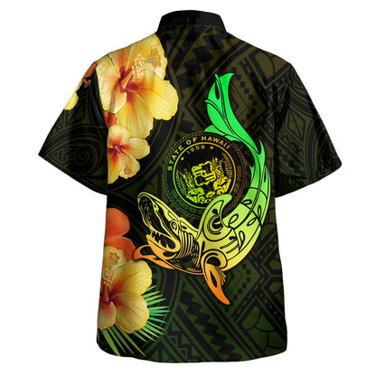 Hawaii Polynesian Hawaiian Shirt - Hawaii Sharks Tribal Patterns Green
