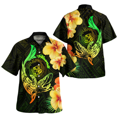 Hawaii Polynesian Hawaiian Shirt - Hawaii Sharks Tribal Patterns Green