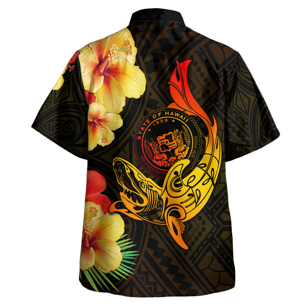 Hawaii Polynesian Hawaiian Shirt - Hawaii Sharks Tribal Patterns Orange