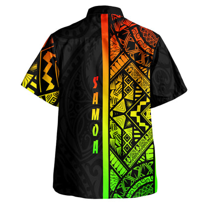 Samoa Hawaiian Shirt - Samoa Coat Of Arms With Polynesian Tribal Pattern Reggae