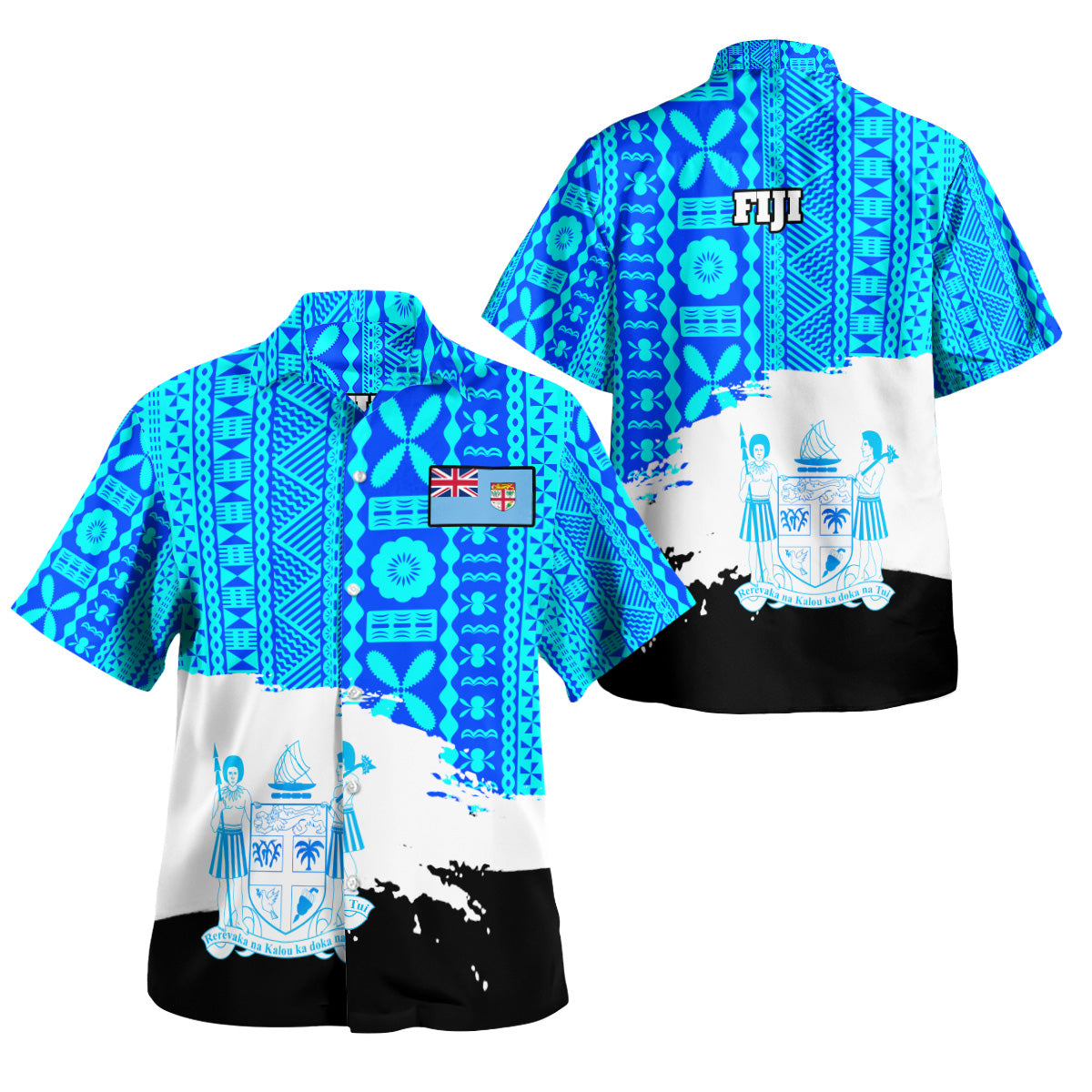 Fiji Polynesian Hawaiian Shirt - Fiji Tapa Brush Tribal Patterns