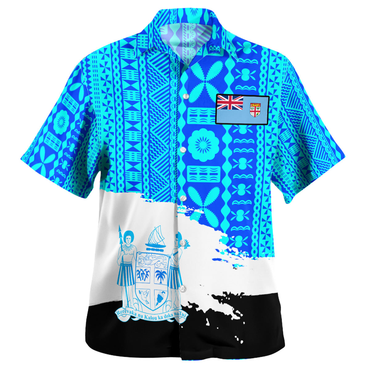 Fiji Polynesian Hawaiian Shirt - Fiji Tapa Brush Tribal Patterns