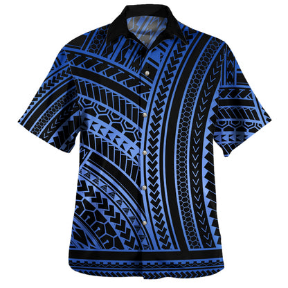 Polynesian Hawaiian Shirt Polynesia Pattern Blue