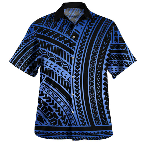 Polynesian Hawaiian Shirt Polynesia Pattern Blue