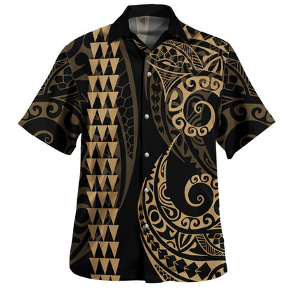 Hawaii Polynesian Combo Dress And Shirt Hawaiian Kakau Style Golden