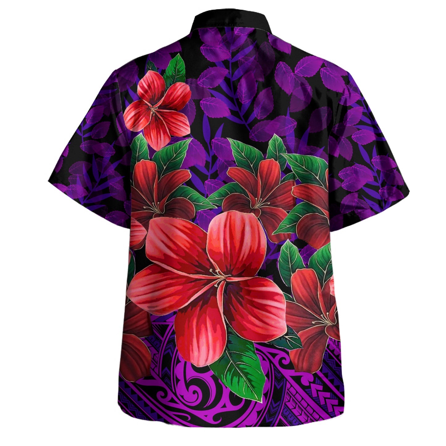 Polynesian Hawaiian Shirt Plumeria Tropical Leaf