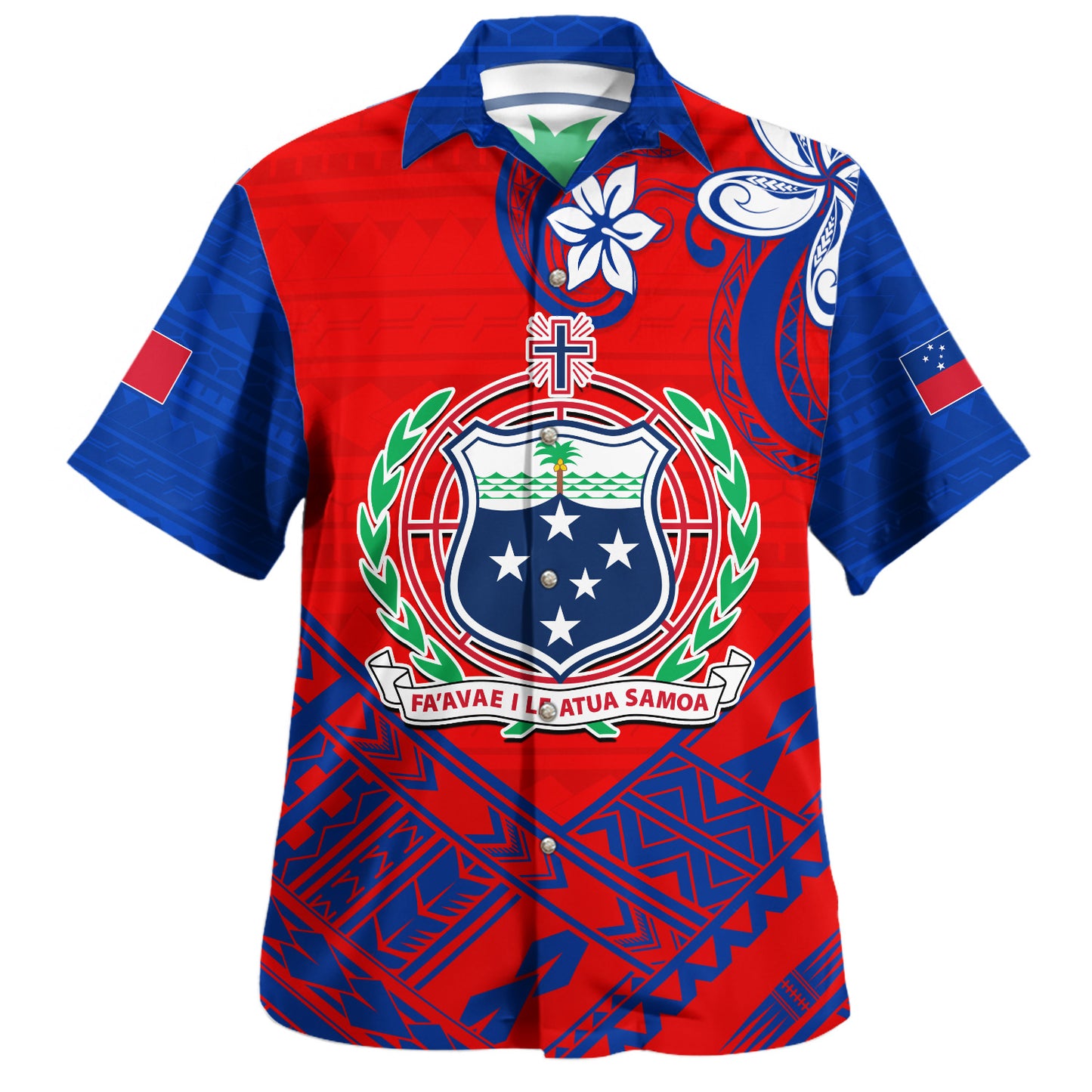 Samoa Hawaiian Shirt Polynesian Pattern With Coat Of Arms