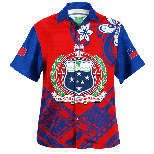 Samoa Hawaiian Shirt Polynesian Pattern With Coat Of Arms