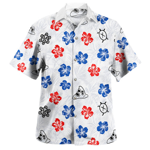 Puerto Rico Hawaiian Shirt Coqui Hibiscus Taino Island Symbols