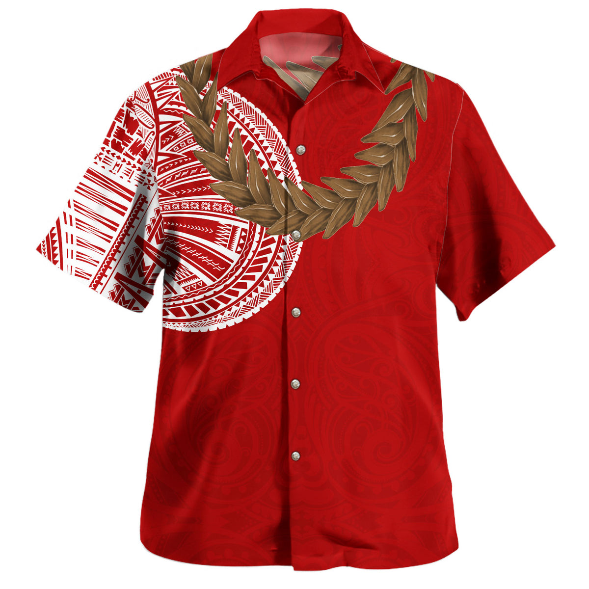 Samoa Hawaiian Shirt Tattoo Roman Reigns With Ula Fala Style Brown