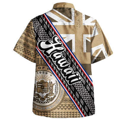 Hawaii Polynesian Short Sleeve Shirt - Hawaii Polynesian Flag And Coat Of Arms