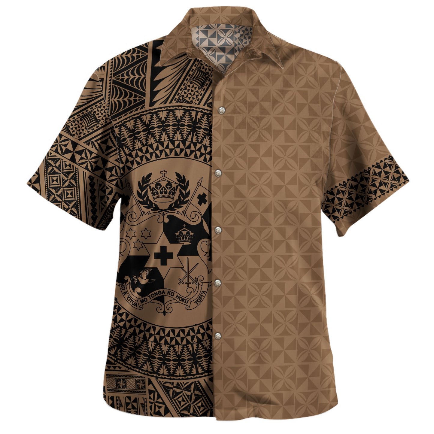 Tonga Hawaiian Shirt Coat Of Arms Ngatu Tapa Heritage Style