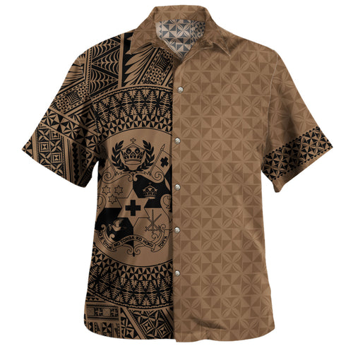 Tonga Hawaiian Shirt Coat Of Arms Ngatu Tapa Heritage Style