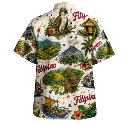 Philippines Filipinos Hawaiian Shirt Eagle Tarsier Jeepney Heritage Style