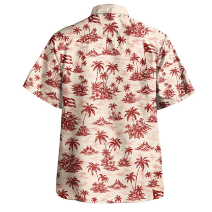 Puerto Rico Hawaiian Shirt Coqui Palm Island Toile