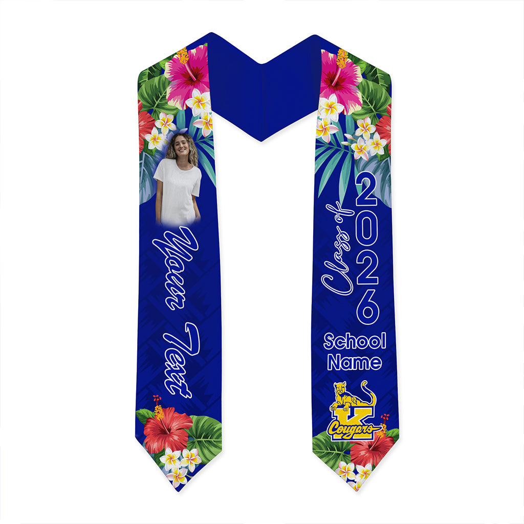 Hawaii Graduation Stole Custom Henry J. Kaiser High School Class 2026 Tropical Hibiscus Island Style