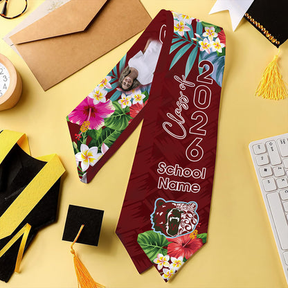 Hawaii Graduation Stole Custom Henry Perrine Baldwin High School Class 2026 Tropical Hibiscus Island Style