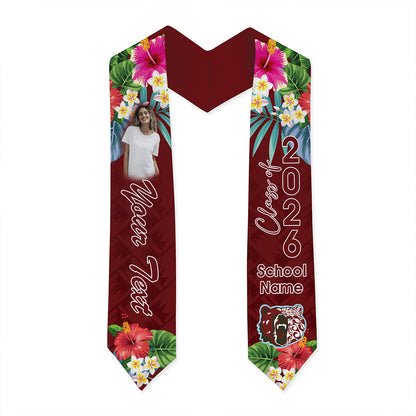 Hawaii Graduation Stole Custom Henry Perrine Baldwin High School Class 2026 Tropical Hibiscus Island Style