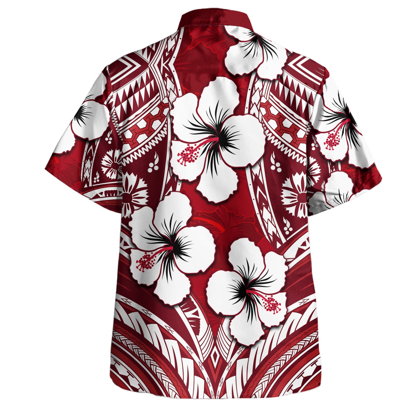 Fiji Combo Dress And Shirt Hibiscus Red Pattern