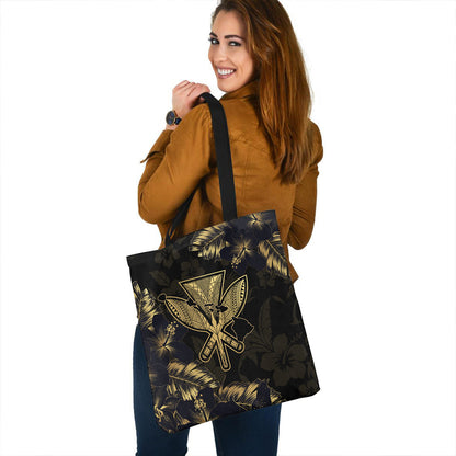 Hawaii Tote Bag Hibiscus Tropical Luxury Gold