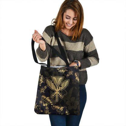 Hawaii Tote Bag Hibiscus Tropical Luxury Gold