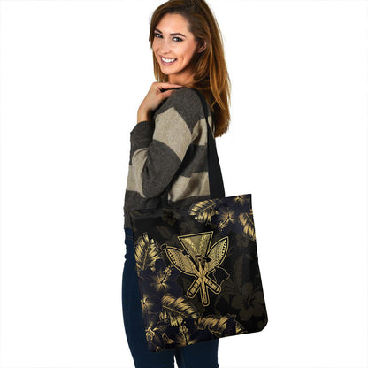 Hawaii Tote Bag Hibiscus Tropical Luxury Gold