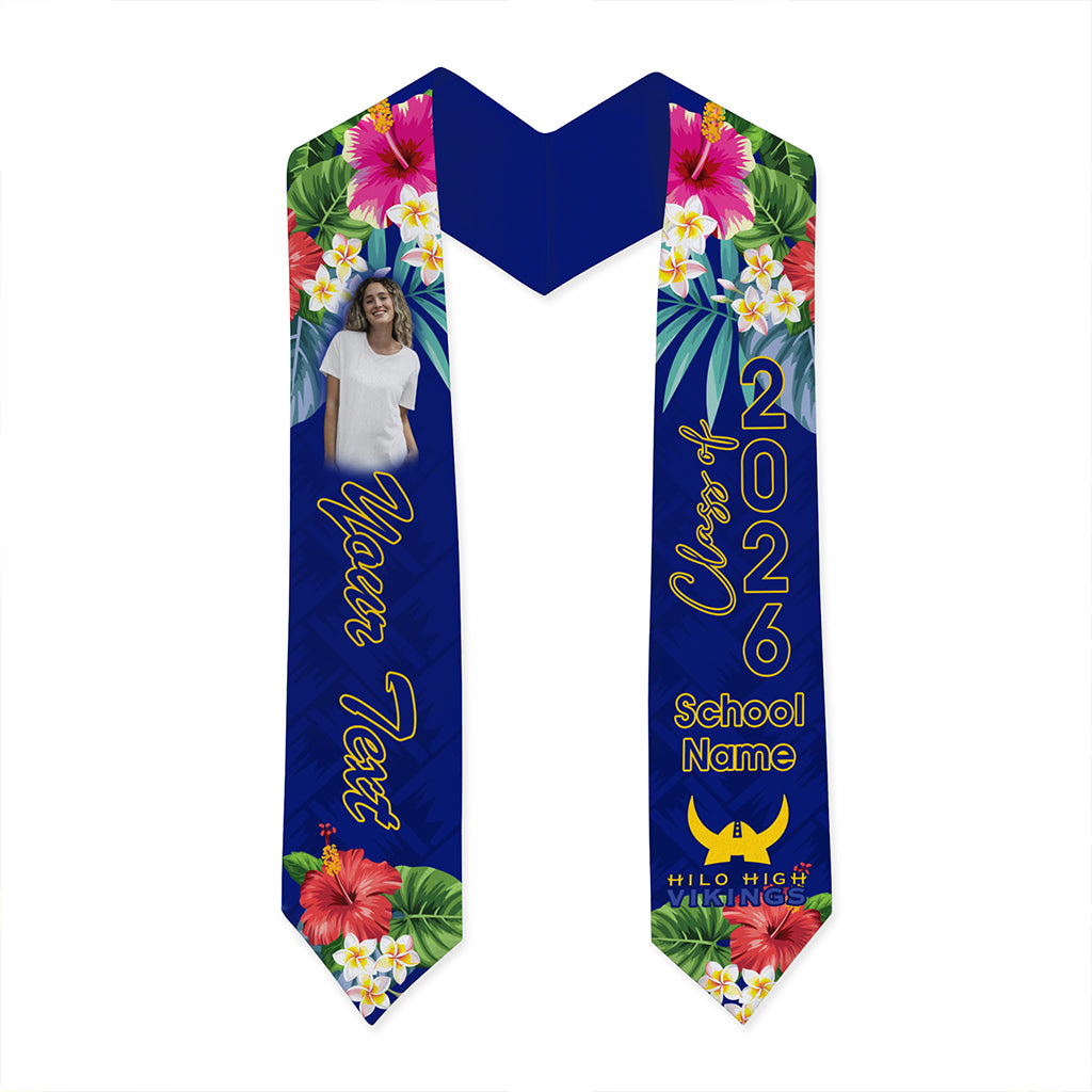 Hawaii Graduation Stole Custom Hilo High School Class 2026 Tropical Hibiscus Island Style