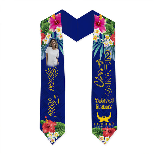 Hawaii Graduation Stole Custom Hilo High School Class 2026 Tropical Hibiscus Island Style