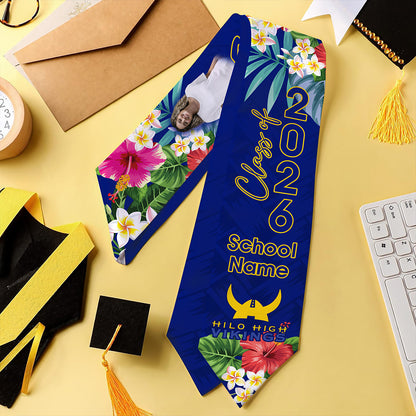 Hawaii Graduation Stole Custom Hilo High School Class 2026 Tropical Hibiscus Island Style