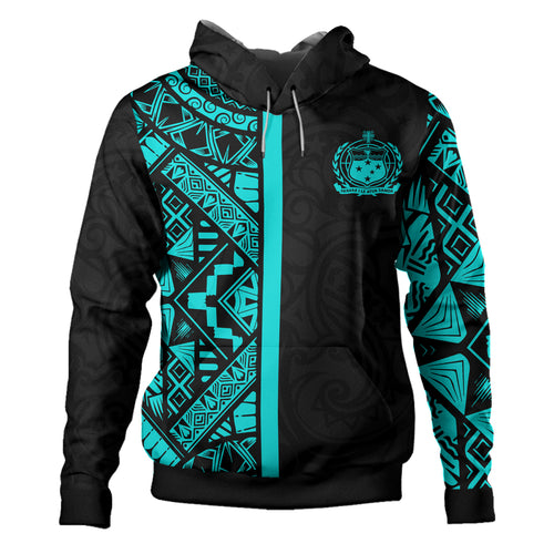 Samoa Hoodie - Samoa Coat Of Arms With Polynesian Tribal Pattern Turquoise
