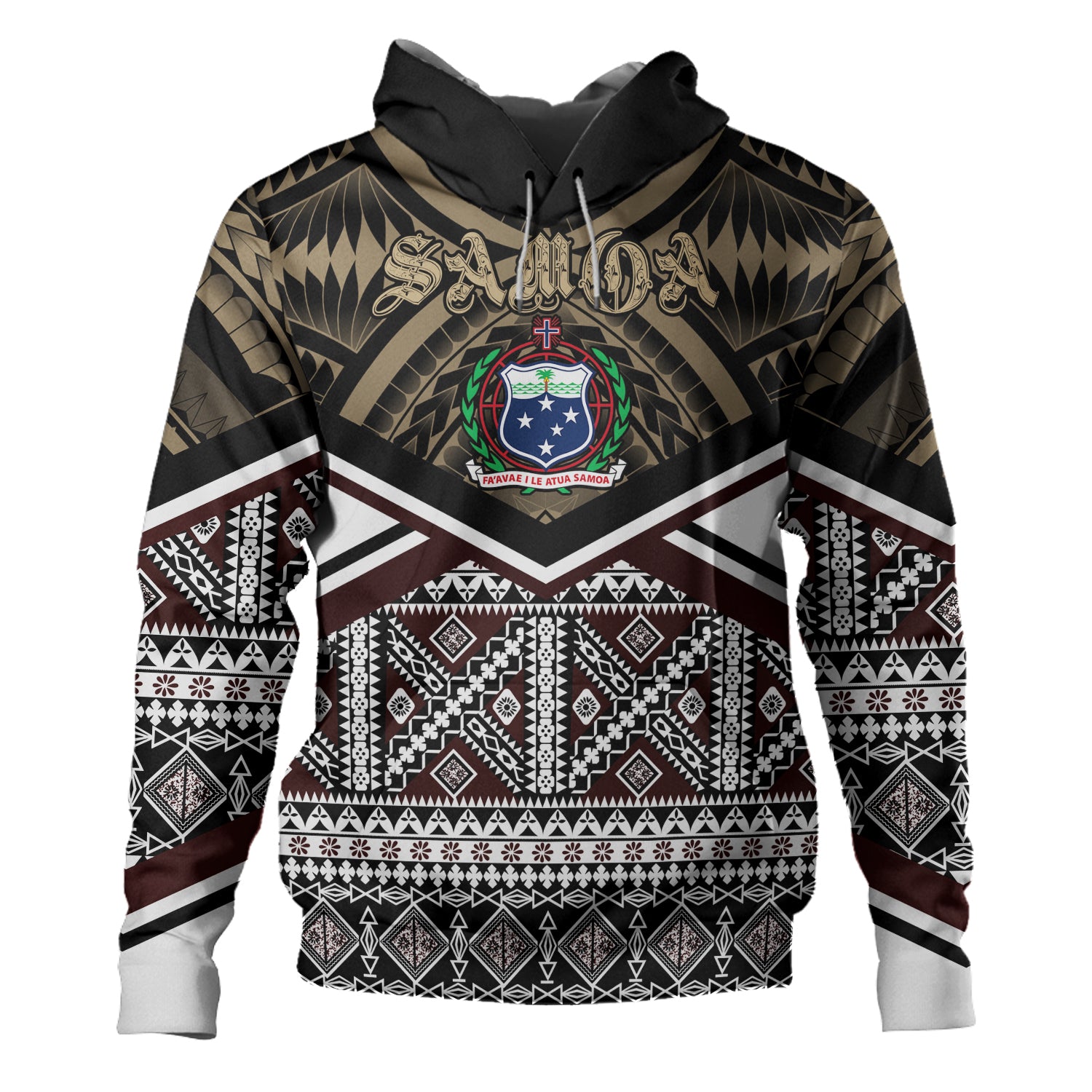 Samoa Hoodie - Samoa Masi Dobby Coat Of Arms Hoodie