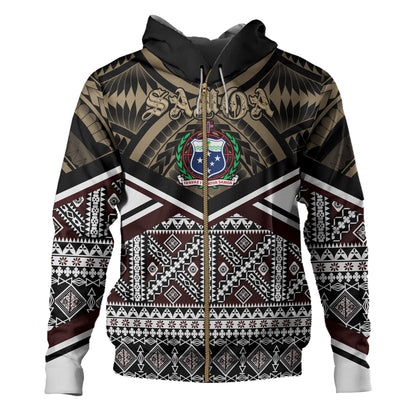 Samoa Hoodie - Samoa Masi Dobby Coat Of Arms Hoodie