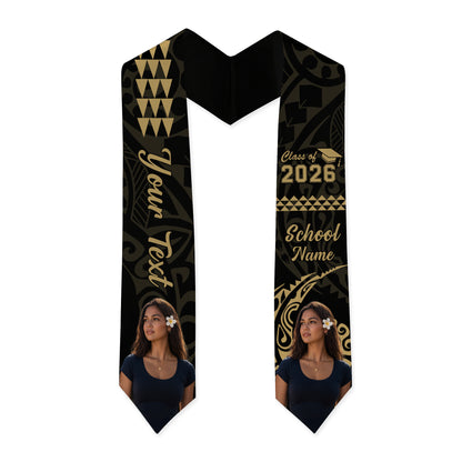 Hawaii Graduation Stole Custom Class 2026 Image Kakau Style