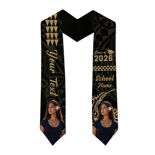 Hawaii Graduation Stole Custom Class 2026 Image Kakau Style