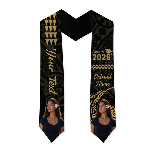 Hawaii Graduation Stole Custom Class 2026 Image Kakau Style
