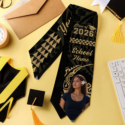 Hawaii Graduation Stole Custom Class 2026 Image Kakau Style