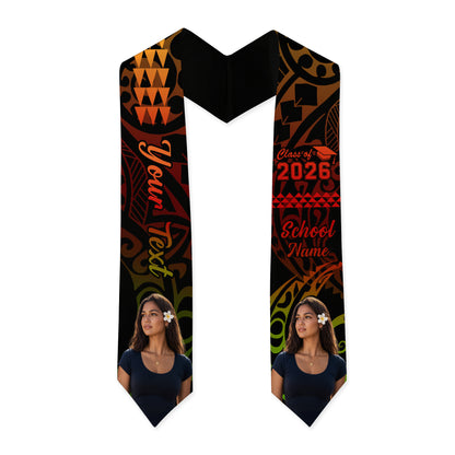 Hawaii Graduation Stole Custom Class 2026 Image Kakau Style