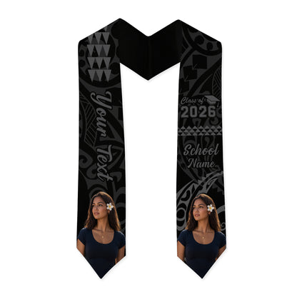 Hawaii Graduation Stole Custom Class 2026 Image Kakau Style