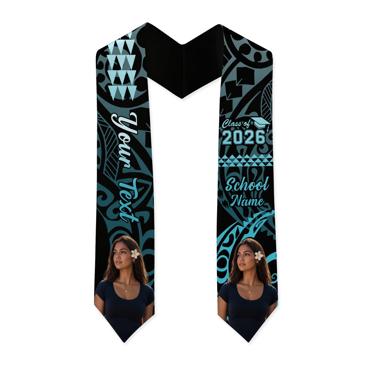 Hawaii Graduation Stole Custom Class 2026 Image Kakau Style