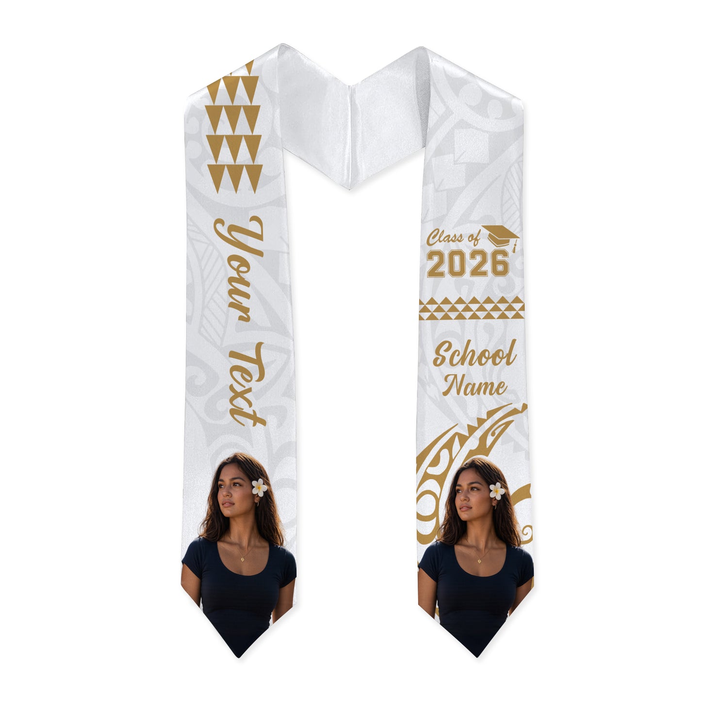 Hawaii Graduation Stole Custom Class 2026 Image Kakau Style