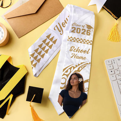 Hawaii Graduation Stole Custom Class 2026 Image Kakau Style