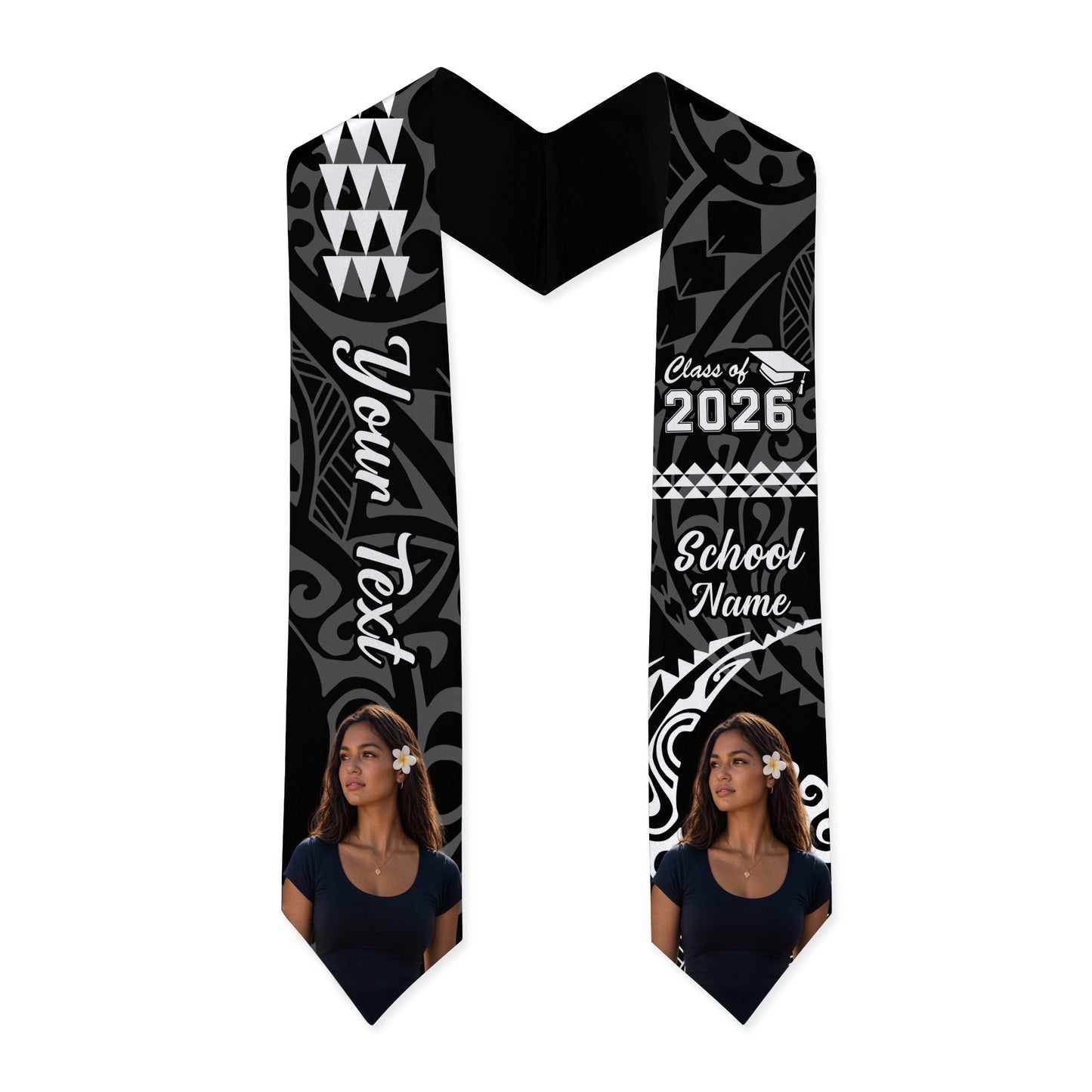 Hawaii Graduation Stole Custom Class 2026 Image Kakau Style