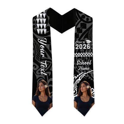 Hawaii Graduation Stole Custom Class 2026 Image Kakau Style