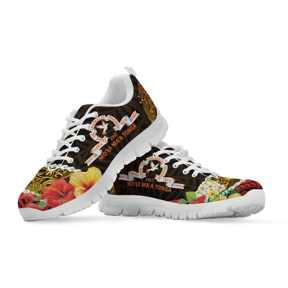 Tonga Sneakers - Tailulu College Polynesian with Flower and Tonga Pattern